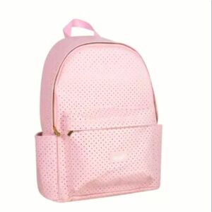 Mochila Escolar BRW PU Perfurada Rosa Pastel