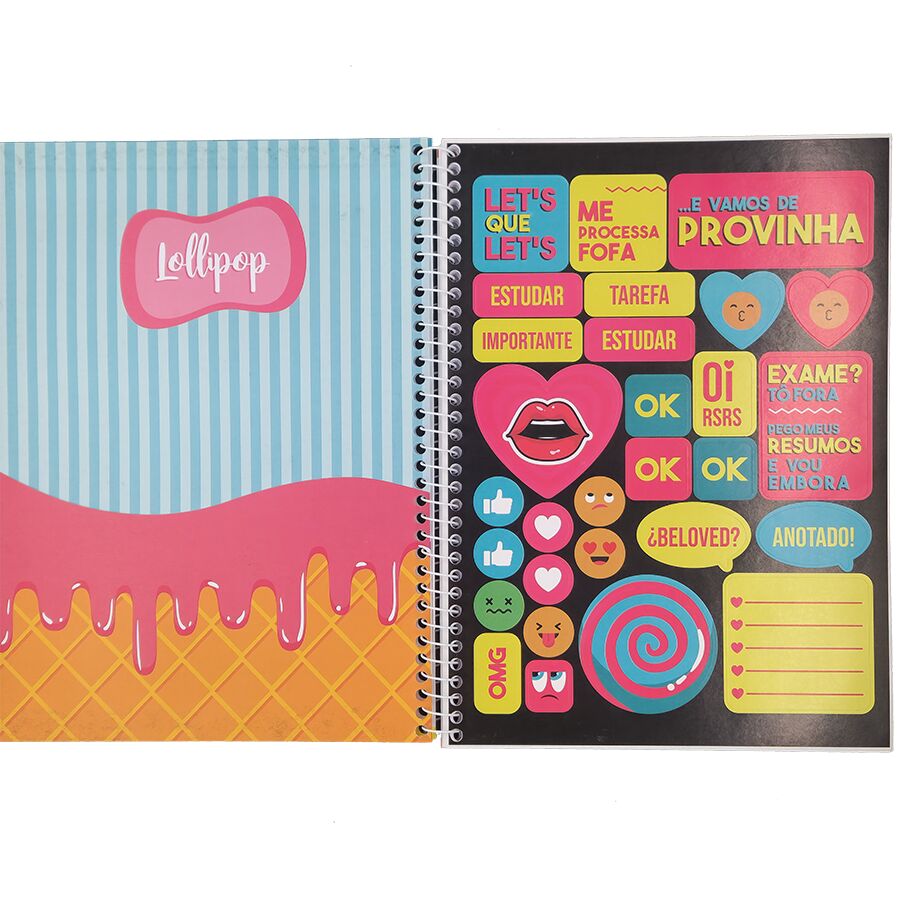 Caderno universitário SD Lollipop 1 matéria 80 folhas 27,5cm x 20cm x 1,2cm - Imagem 3