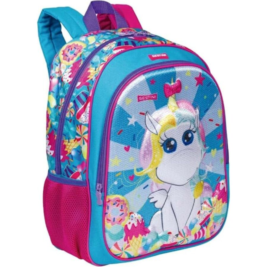 Mochila Escolar Sestini Unicórnio 3D - Imagem 3