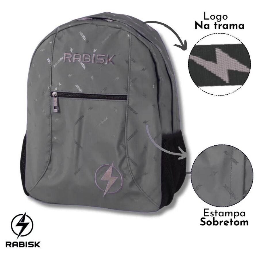 mochila Rabisk Cinza RK2490 - Imagem 3