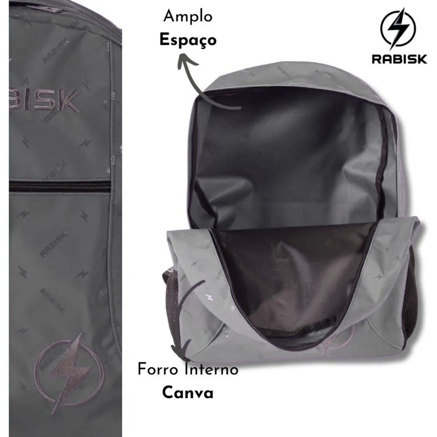 mochila Rabisk Cinza RK2490 - Imagem 5