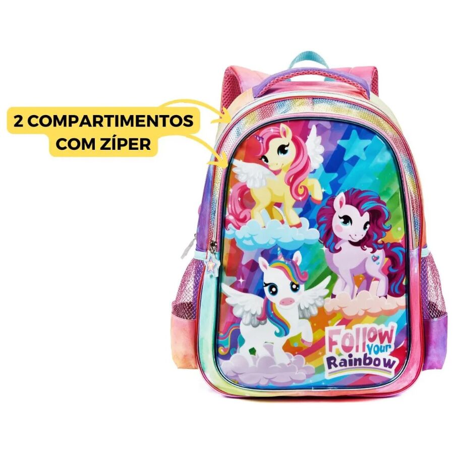 mochila rainbow infantil Fem DL1712 - Imagem 5