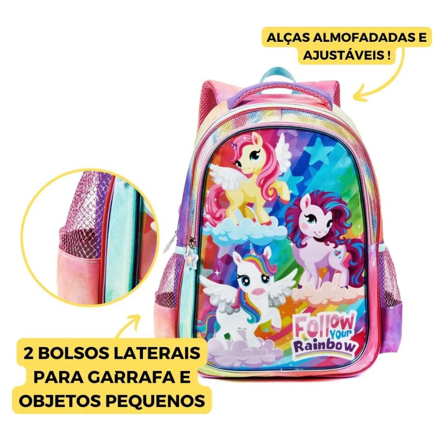 mochila rainbow infantil Fem DL1712 - Imagem 6