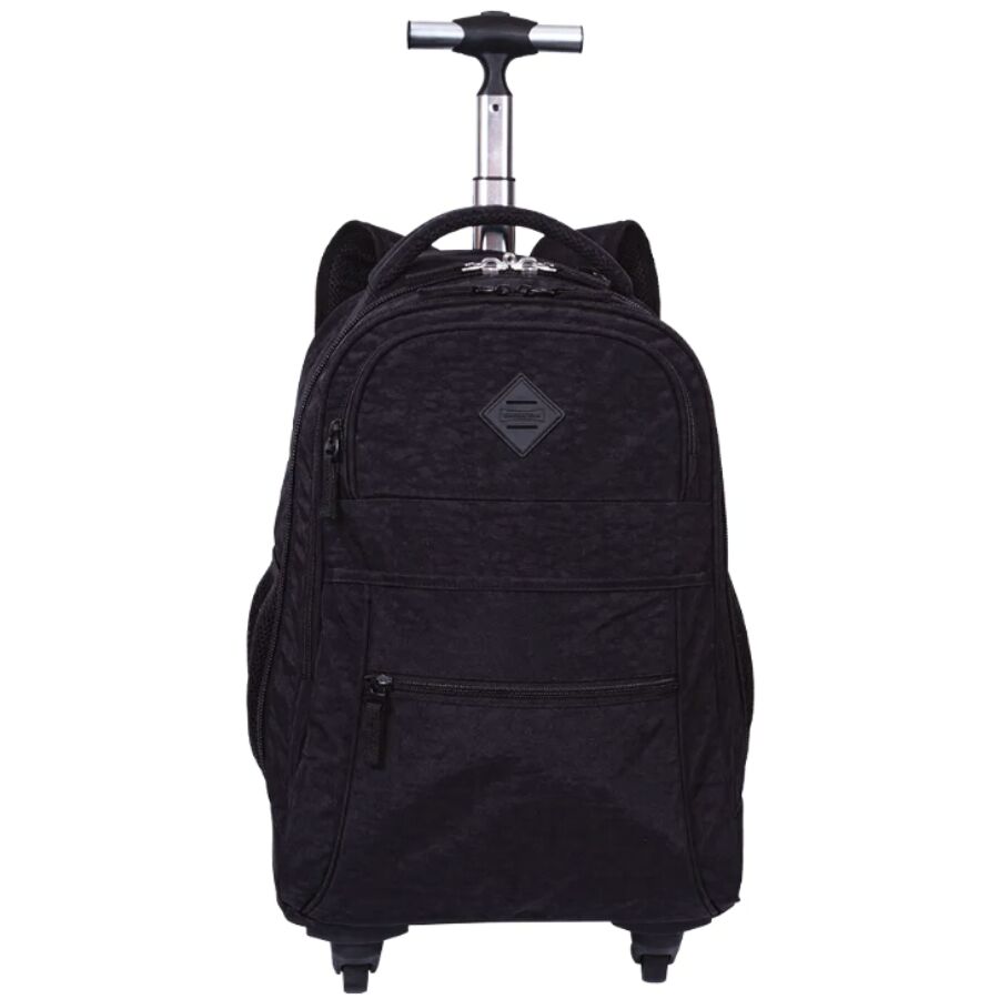 Mochila Rolling Crinkle Preto 4 rodas