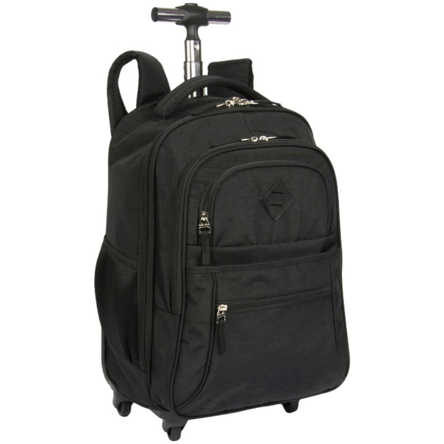 Mochila Rolling Crinkle Preto 4 rodas - Imagem 3