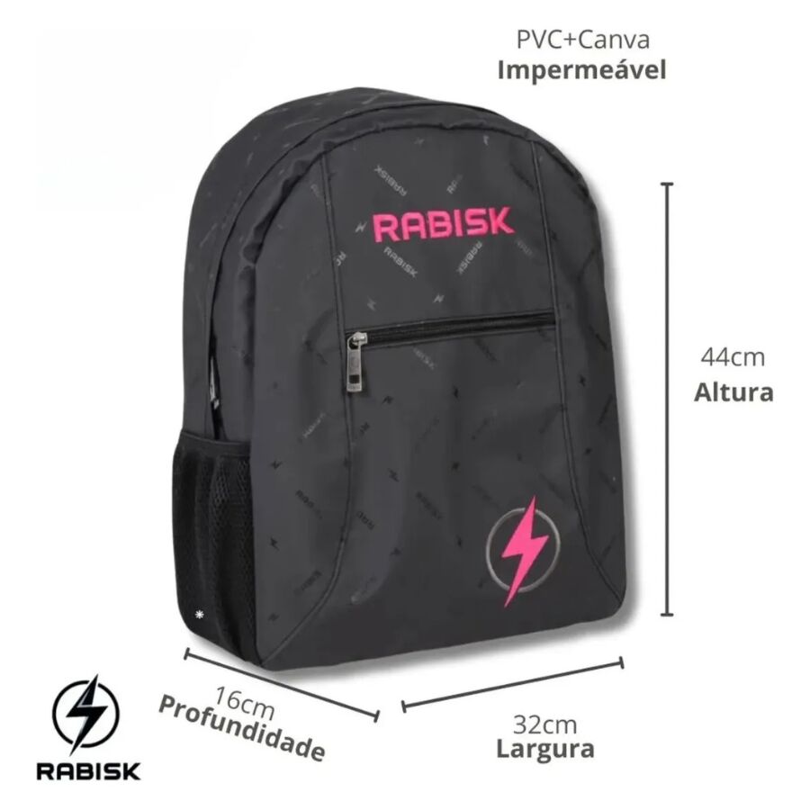 Mochila Preto Rosa Rabisk RK2490 - Imagem 3