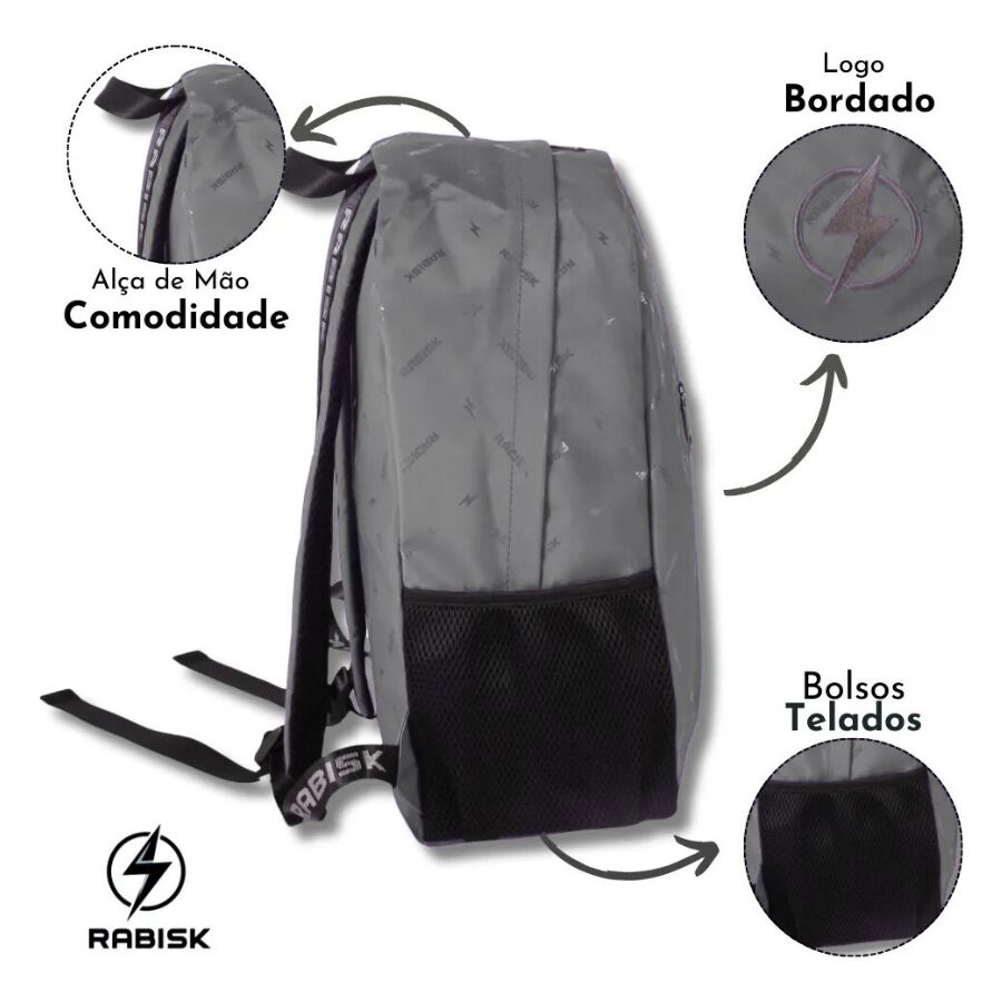 mochila Rabisk Cinza RK2490 - Imagem 2