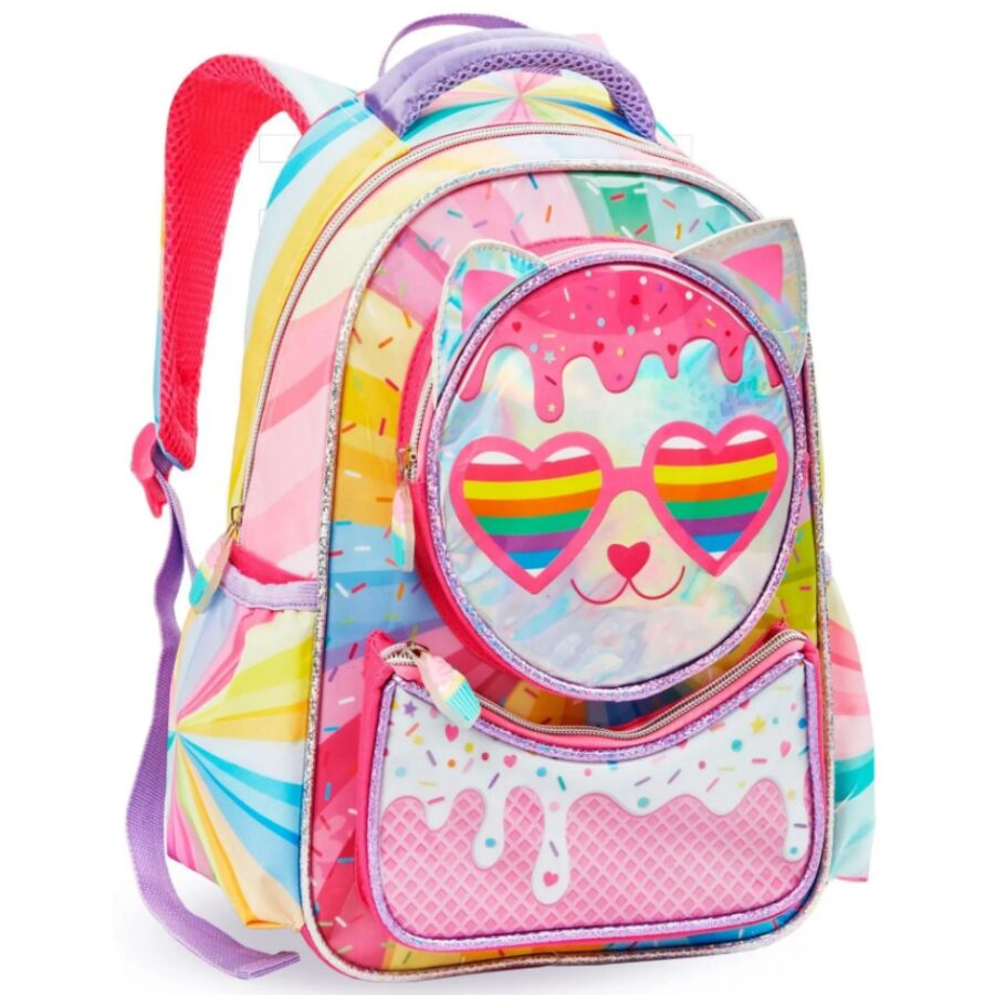 Mochila Escolar Infantil Denlex Gatinhos DL1703