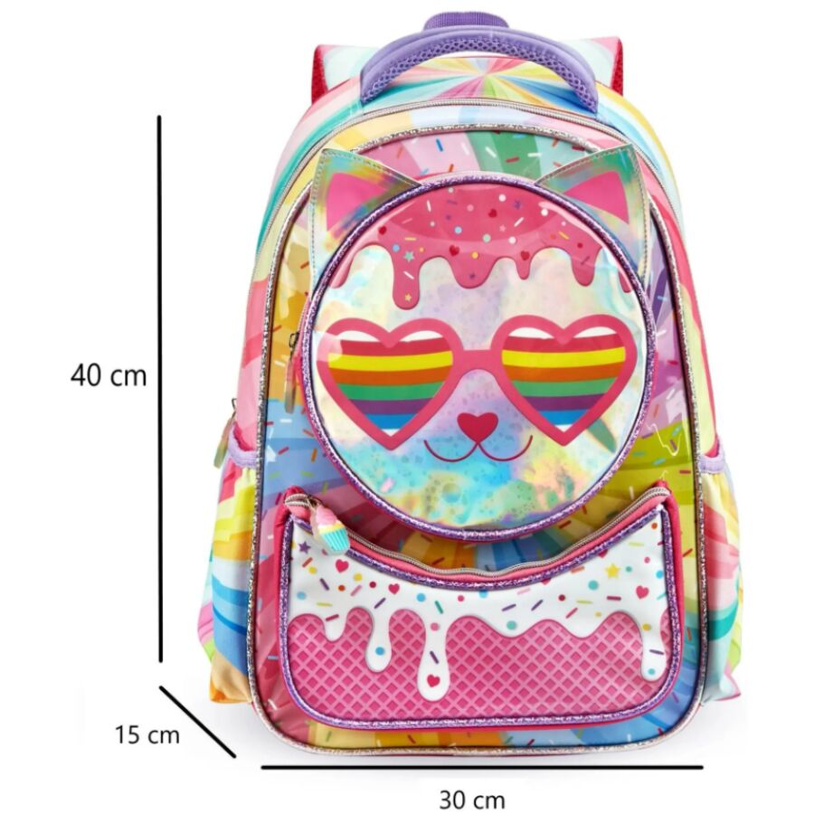 Mochila Escolar Infantil Denlex Gatinhos DL1703 - Imagem 5