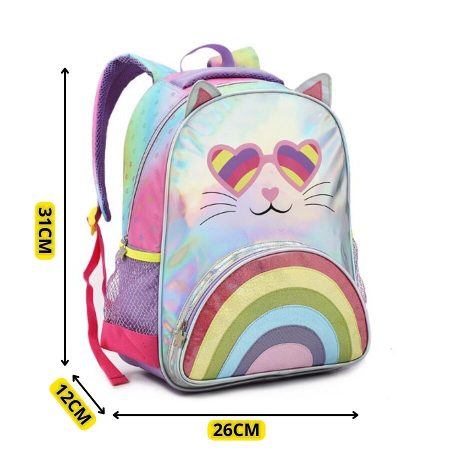 Mochila Infantil P Costas Fem Gatinho DL1448