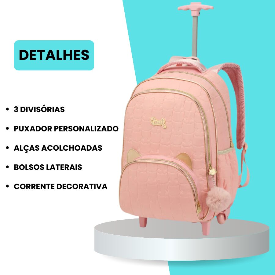 Mochila Denlex Just Gatinhos JT1919 de rodas - Imagem 2