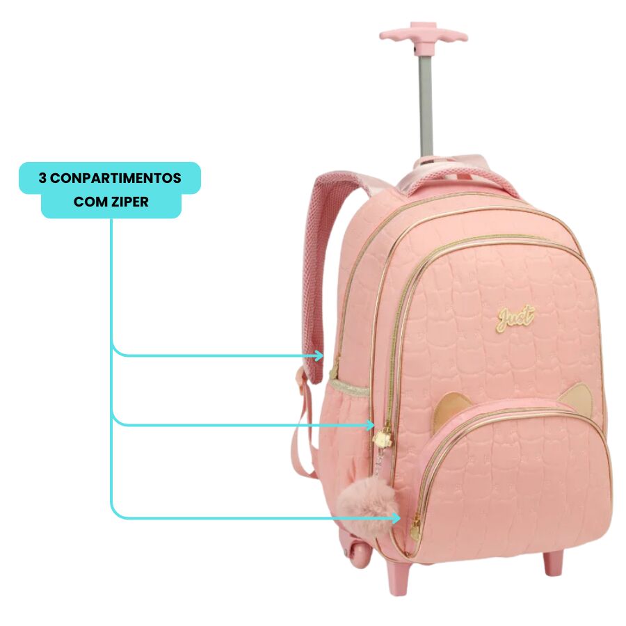 Mochila Denlex Just Gatinhos JT1919 de rodas - Imagem 4