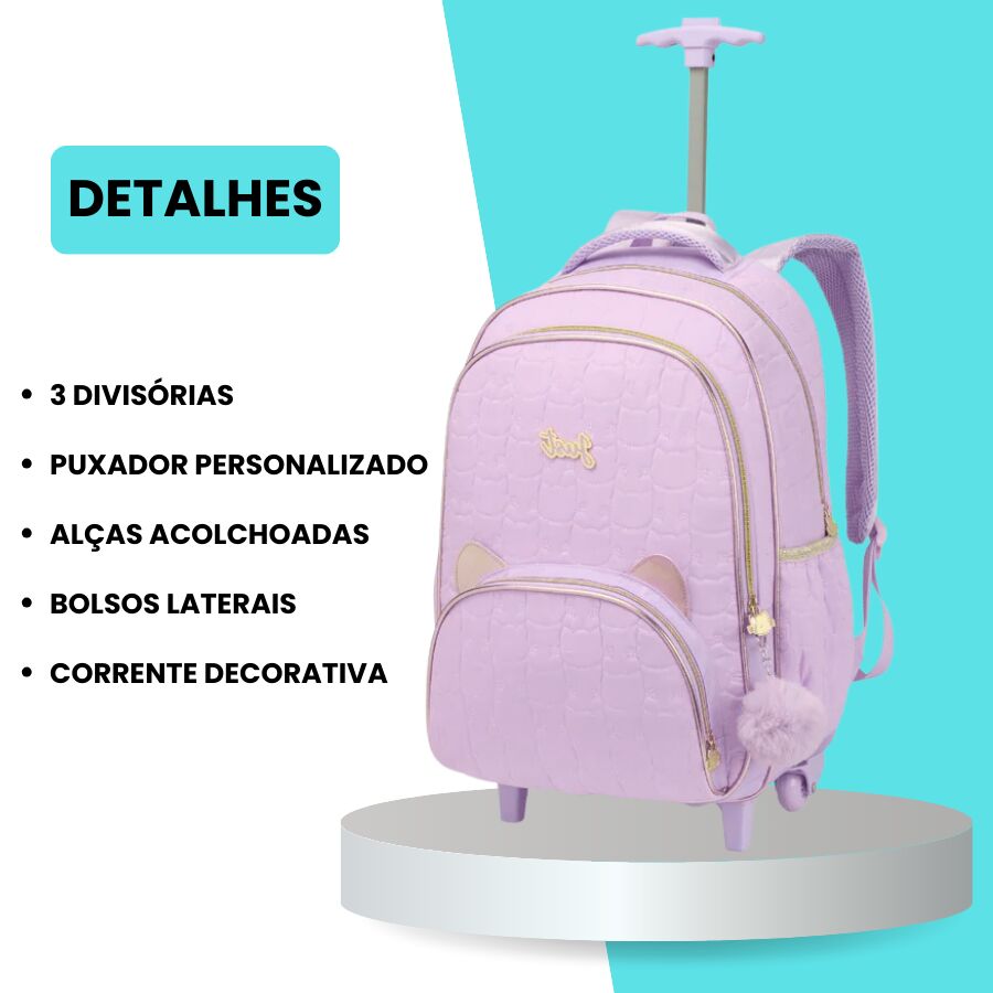 Mochila Denlex Just Gatinhos JT1919 de rodas - Imagem 6