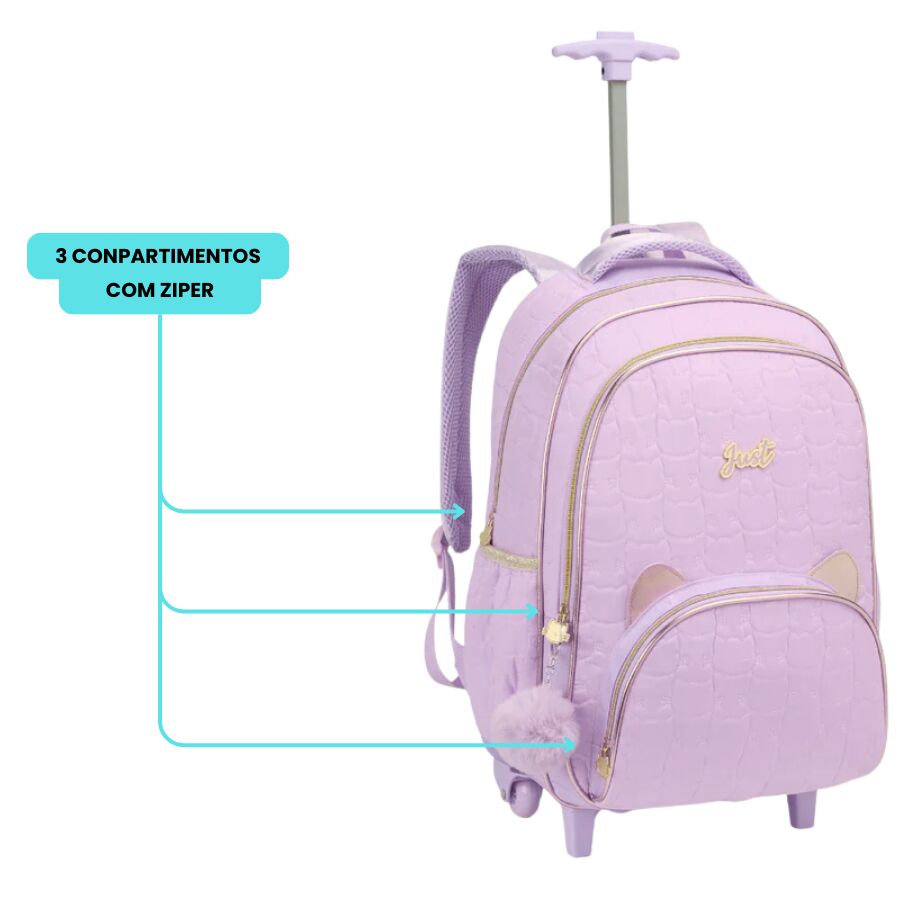 Mochila Denlex Just Gatinhos JT1919 de rodas - Imagem 7