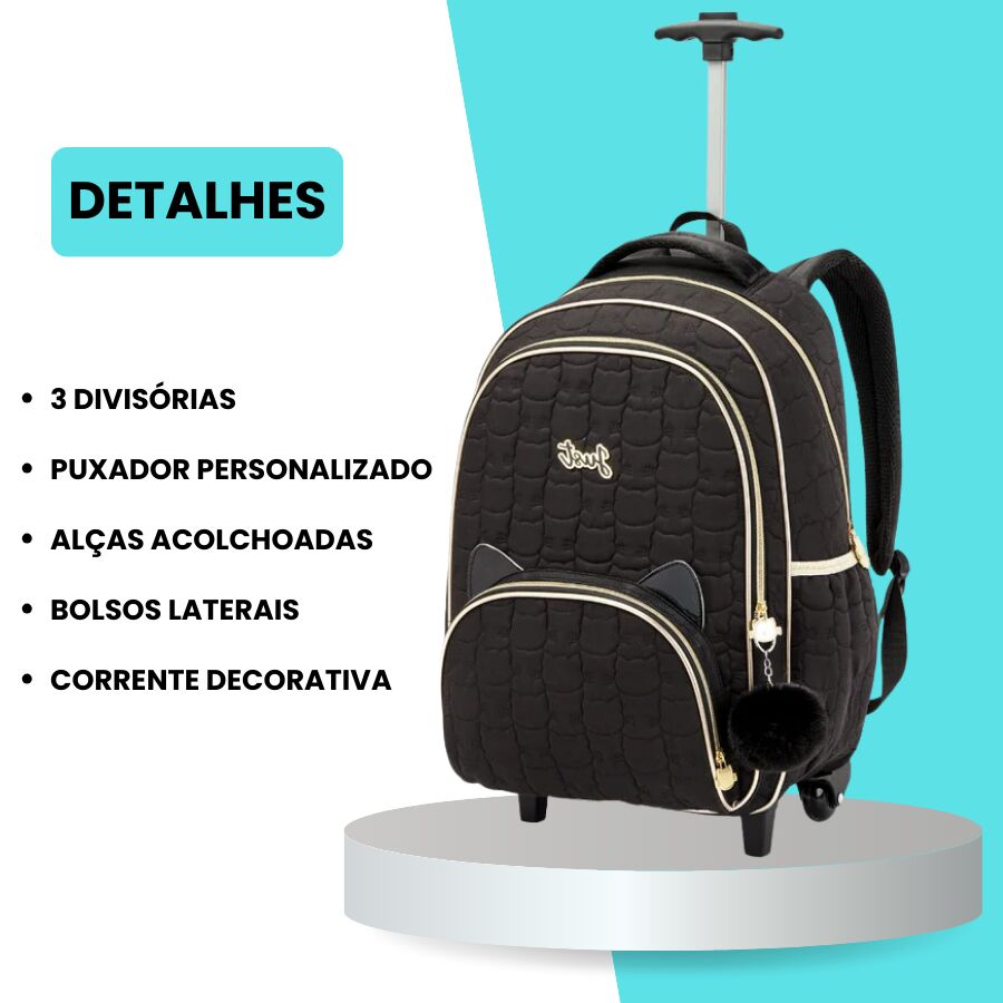Mochila Denlex Just Gatinhos JT1919 de rodas - Imagem 12