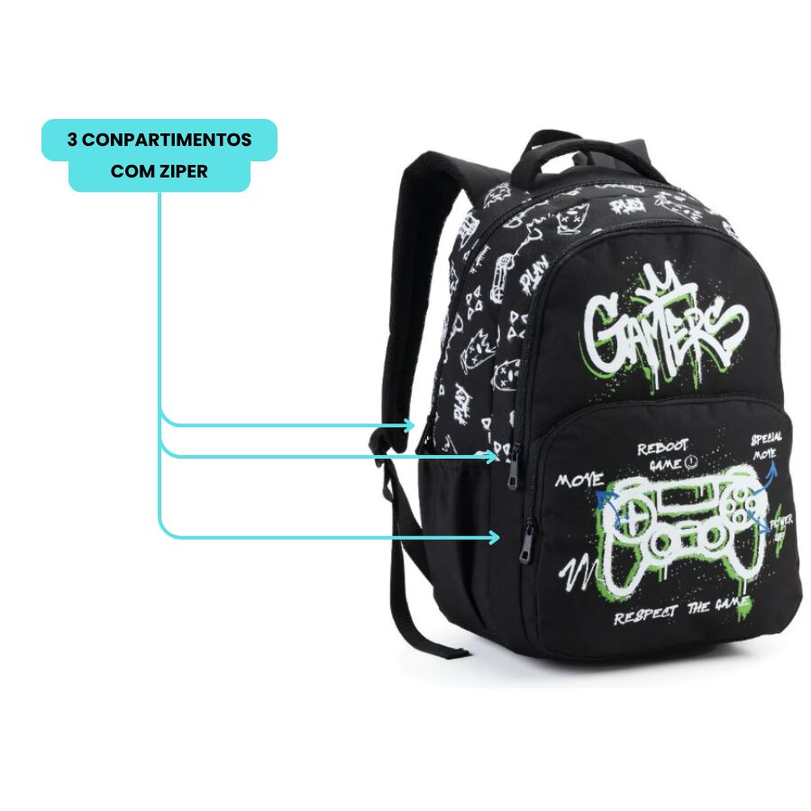 Mochila Gamers Infantil denlex gamers DL2080 - Imagem 4