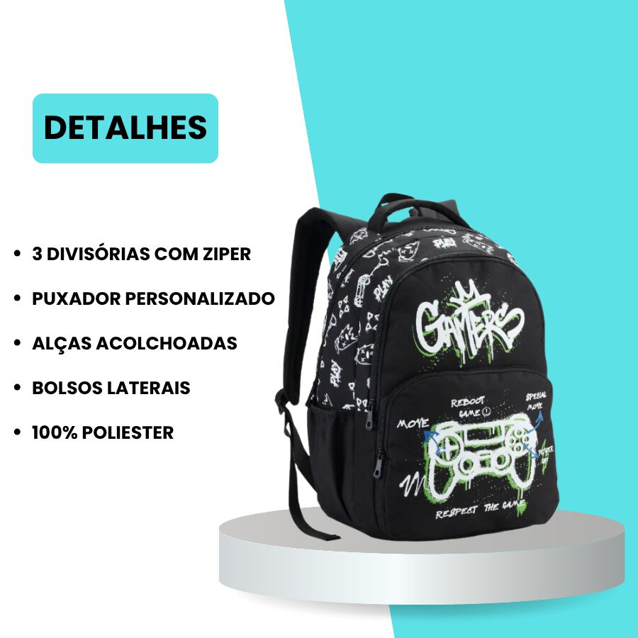 Mochila Gamers Infantil denlex gamers DL2080 - Imagem 5