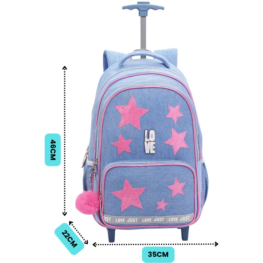 Mochila Denlex Love Just Estrela com Rodas JT2129 - Imagem 2