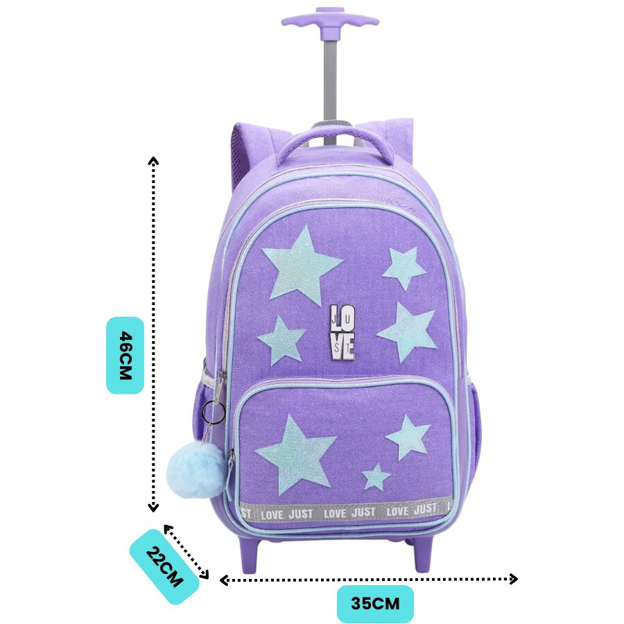 Mochila Denlex Love Just Estrela com Rodas JT2129 - Imagem 6