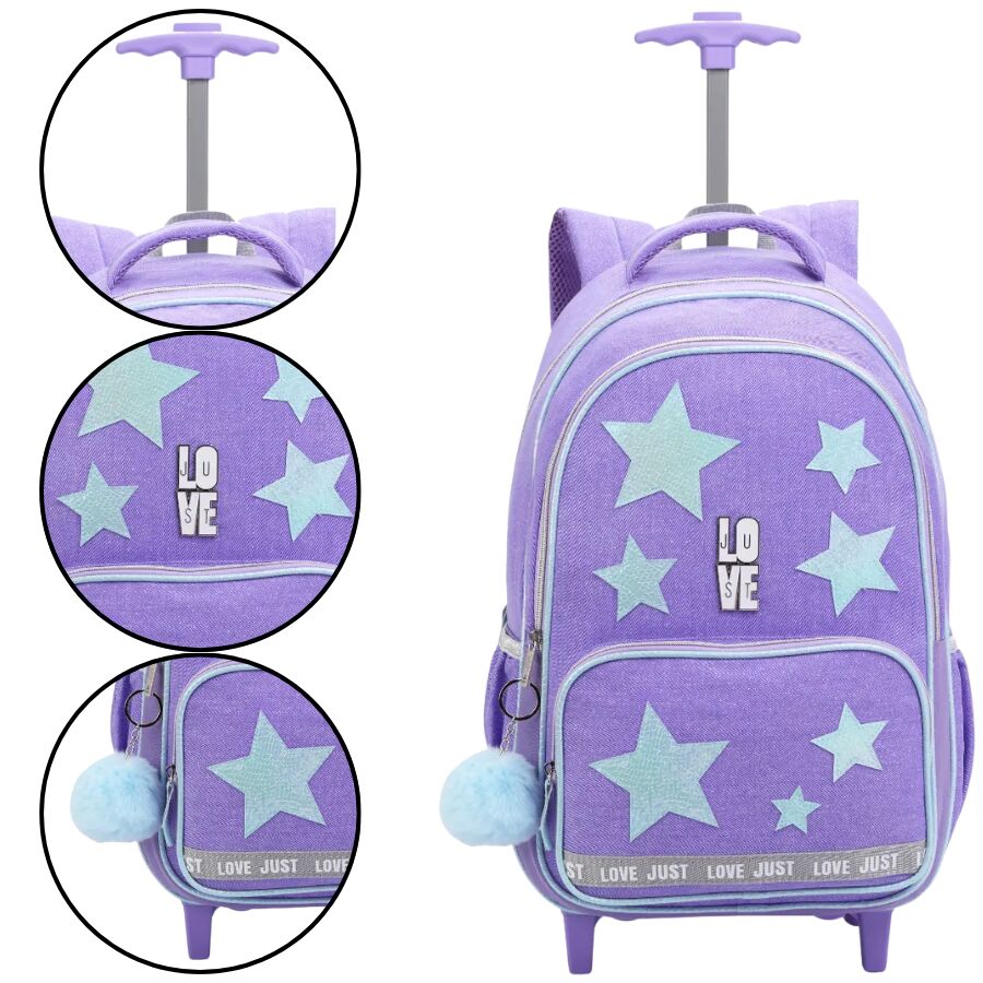 Mochila Denlex Love Just Estrela com Rodas JT2129 - Imagem 9