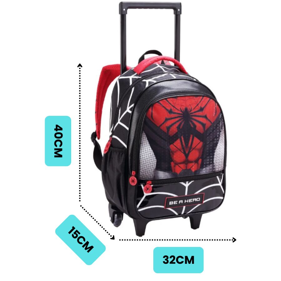 Mochila Homem Aranha Denlex Infantil com Rodas DL2053 - Imagem 4