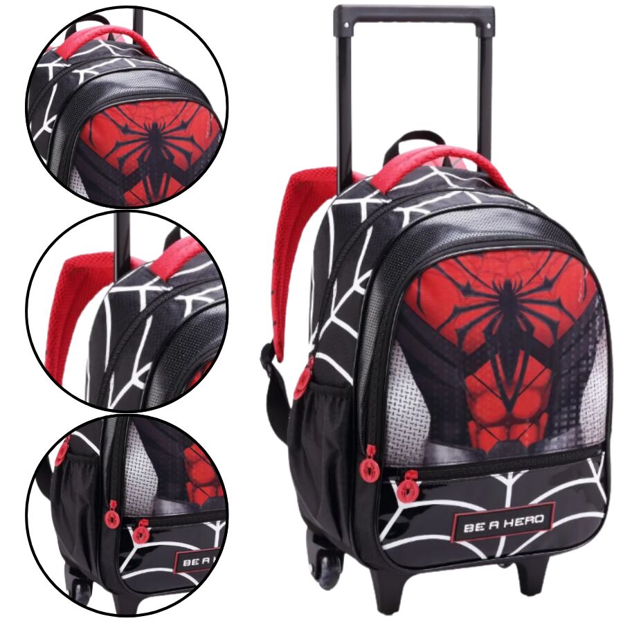 Mochila Homem Aranha Denlex Infantil com Rodas DL2053 - Imagem 5