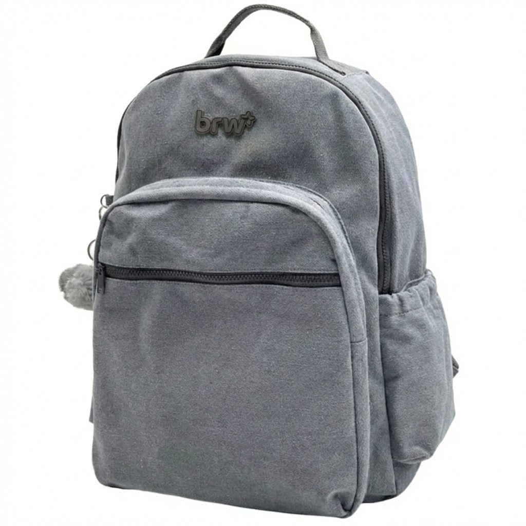 Mochila BRW Jean Cinza 2 compartimentos - Imagem 2