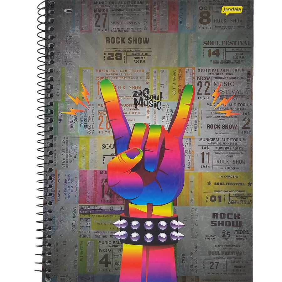 Caderno Sou Music 1 matéria universitário Jandaia 80 folhas 27,5cm x 20cm x 1,2cm - Imagem 7