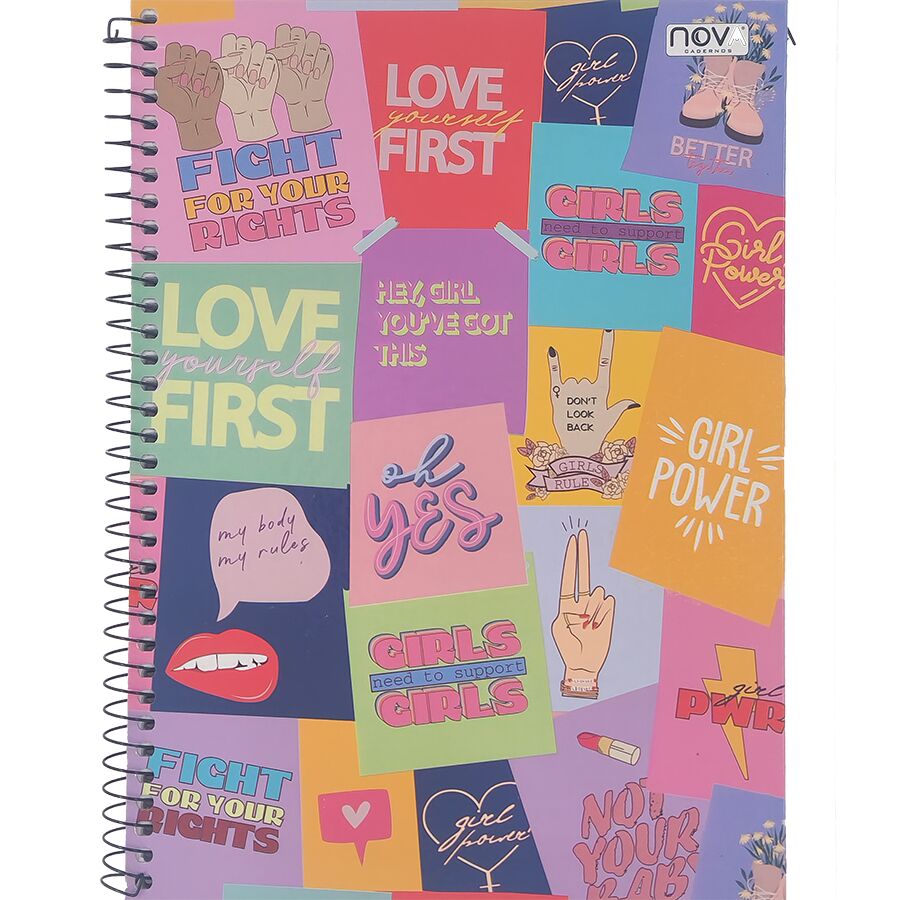 Caderno Nova Power Girl 1 matéria 96 folhas universitário 27,5cm x 20cm x 1,2cm - Imagem 3