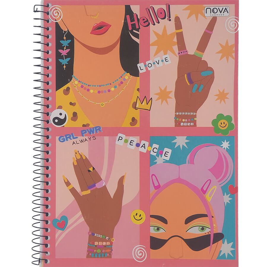 Caderno Nova Power Girl 1 matéria 96 folhas universitário 27,5cm x 20cm x 1,2cm - Imagem 4