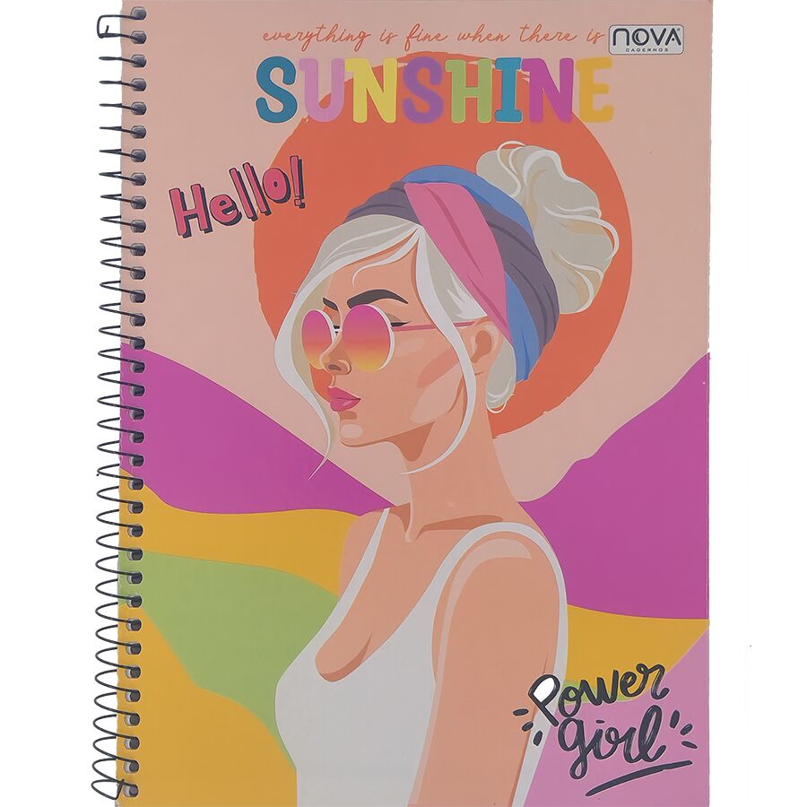 Caderno Nova Power Girl 1 matéria 96 folhas universitário 27,5cm x 20cm x 1,2cm - Imagem 6