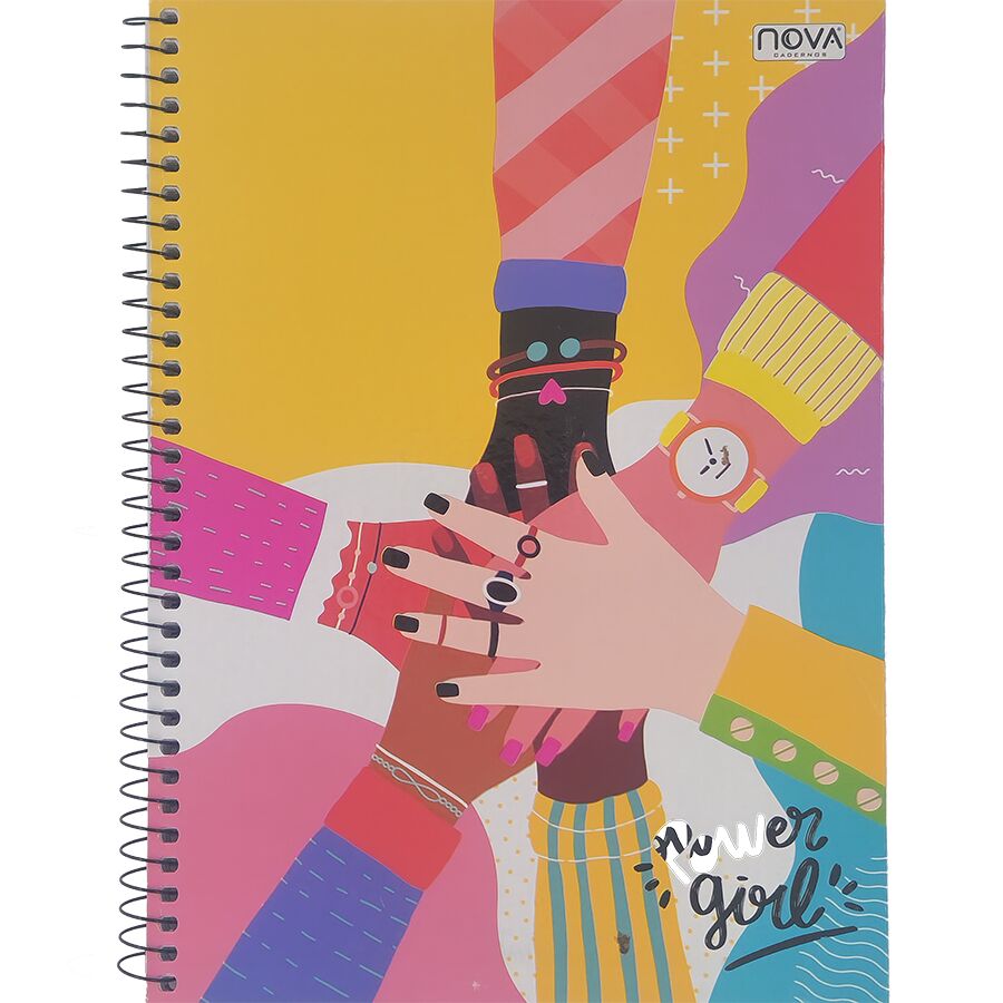 Caderno Nova Power Girl 1 matéria 96 folhas universitário 27,5cm x 20cm x 1,2cm - Imagem 5
