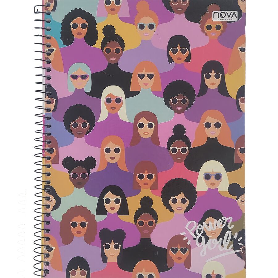 Caderno Nova Power Girl 1 matéria 96 folhas universitário 27,5cm x 20cm x 1,2cm - Imagem 9