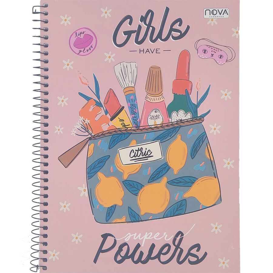 Caderno Nova Power Girl 1 matéria 96 folhas universitário 27,5cm x 20cm x 1,2cm - Imagem 10