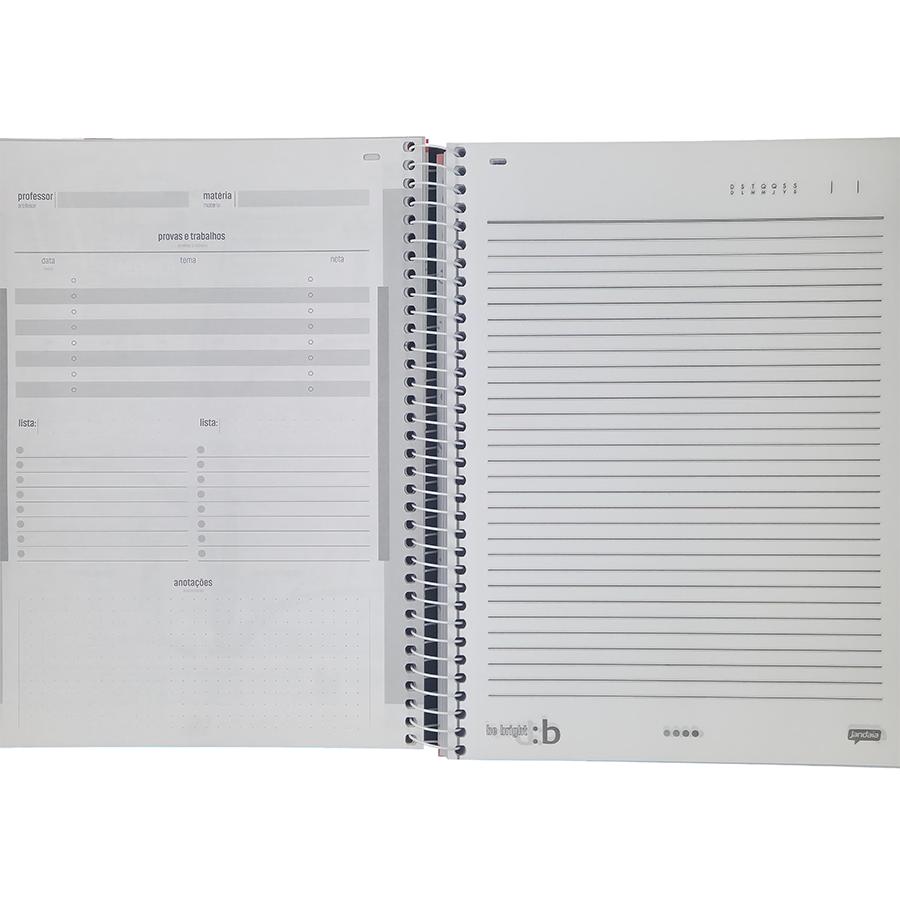 Caderno Bright 10 matérias universitário Jandaia 160 folhas 27,5cm x 20cm x 1,8cm - Imagem 2