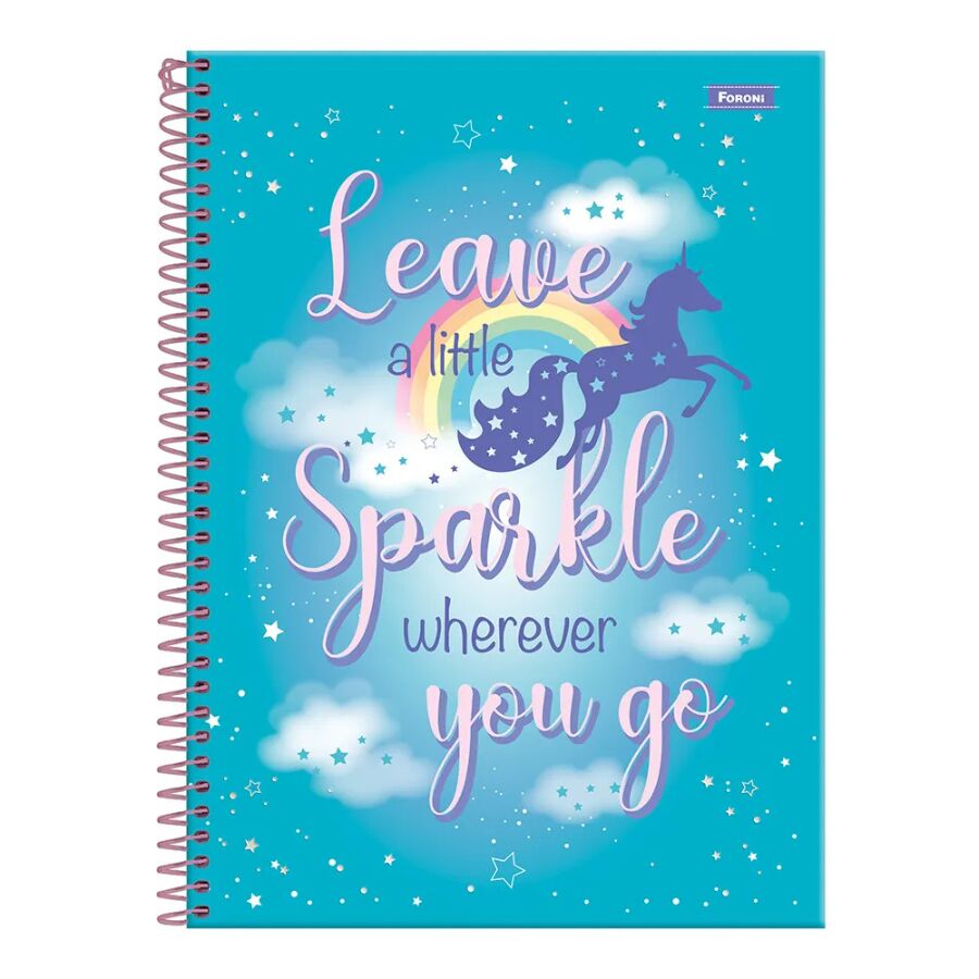 Caderno Espiral Unicórnio 10 Matérias Foroni 160 Folhas - Imagem 3