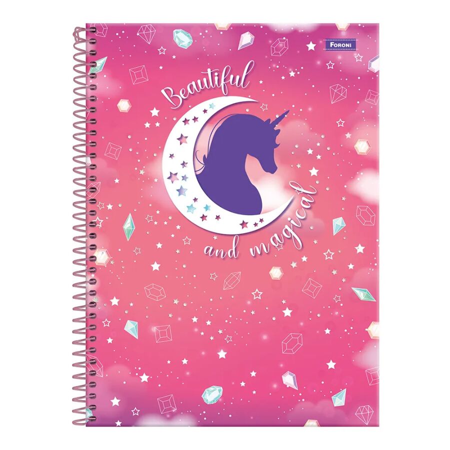 Caderno Espiral Unicórnio 10 Matérias Foroni 160 Folhas - Imagem 4
