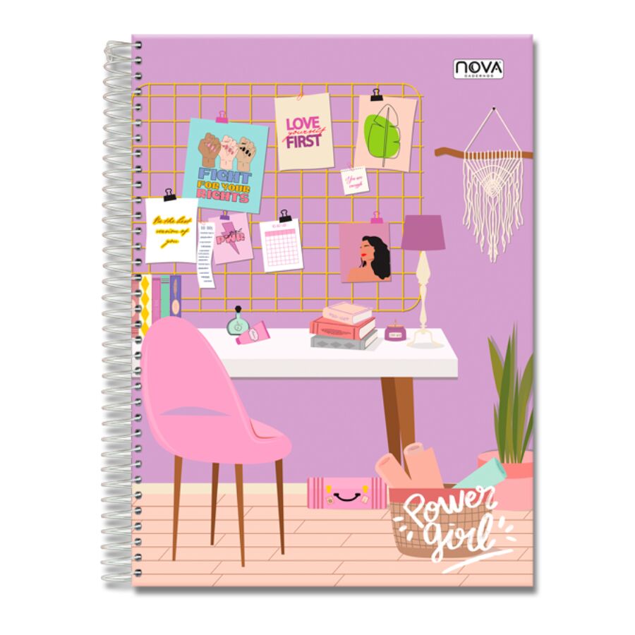 Caderno Nova Power Girl universitário 15 matérias 300 folhas
