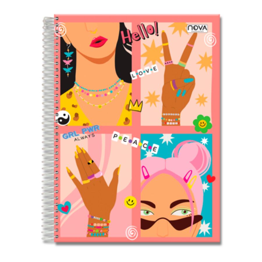 Caderno Nova Power Girl universitário 15 matérias 300 folhas - Imagem 4