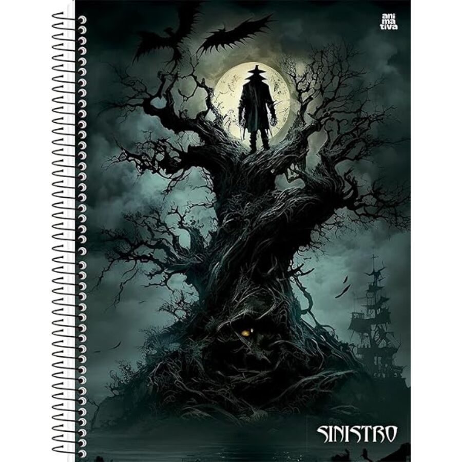 Caderno Sinistro 1 matéria universitário Animativa 80 folhas 27,5cm x 20cm x 1,2cm - Imagem 3