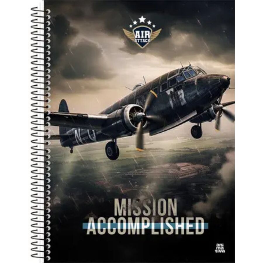 Caderno Air Attack 15 matérias 240 Folhas Universitário Animativa - Imagem 2